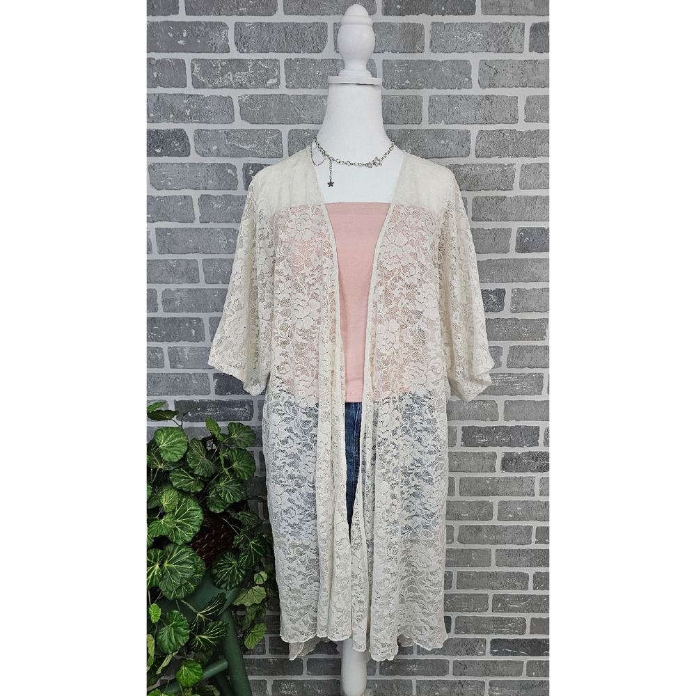 Express‎ Lace Kimono Duster Open Front Cardigan Women's XS/S Sheer Cover Up Boho